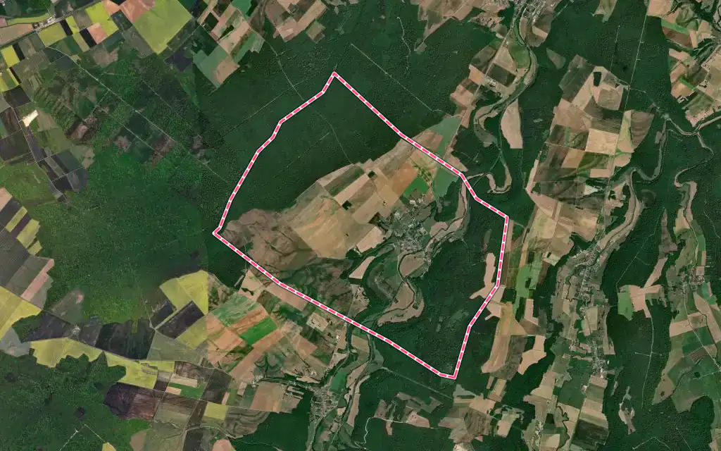 Vue satellite de Harréville-les-Chanteurs avec ses contours administratifs
