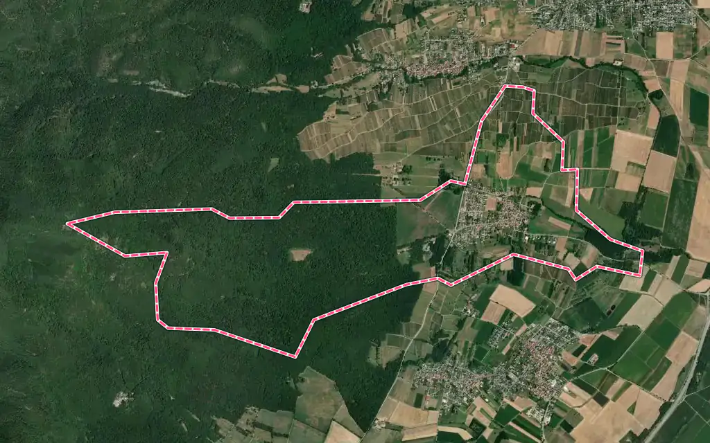 Vue satellite de Hartmannswiller avec ses contours administratifs