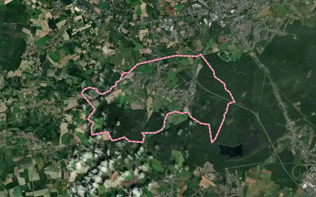 Vue satellite de Hasnon avec ses contours administratifs