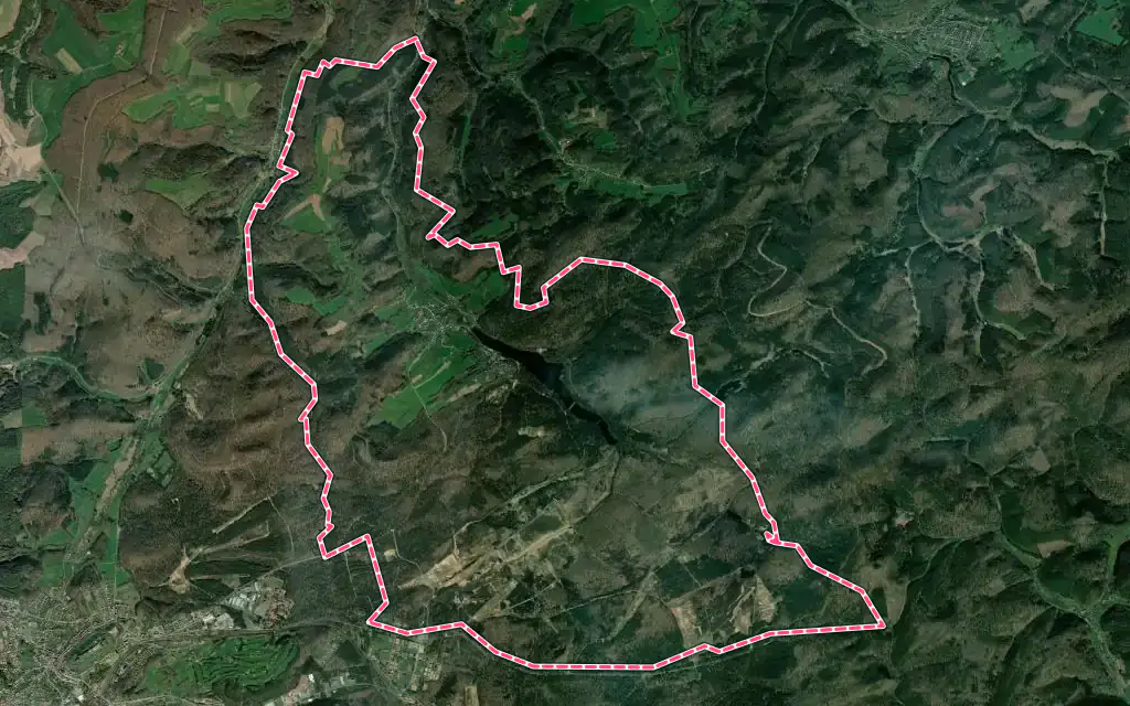 Vue satellite de Haspelschiedt avec ses contours administratifs