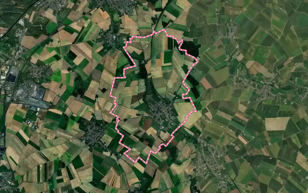 Vue satellite de Haspres avec ses contours administratifs