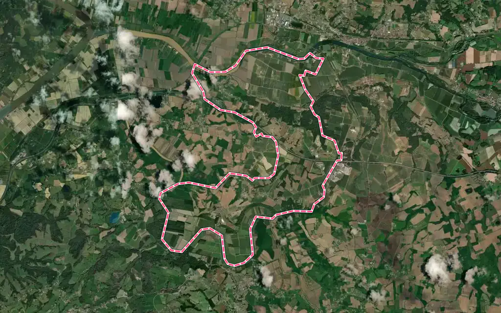 Vue satellite de Hastingues avec ses contours administratifs