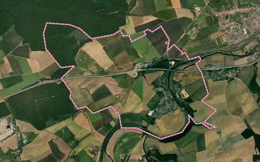 Vue satellite de Hatrize avec ses contours administratifs