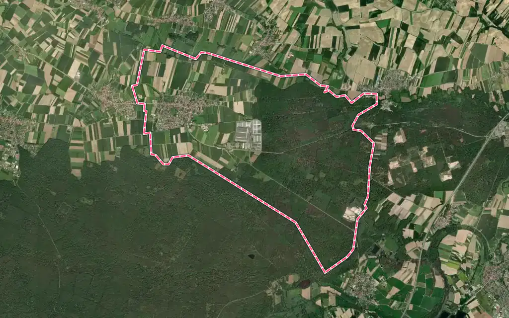 Vue satellite de Hatten avec ses contours administratifs