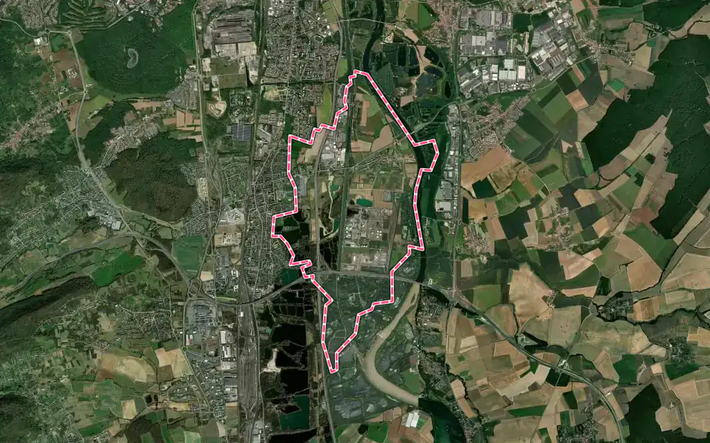 Vue satellite de Hauconcourt avec ses contours administratifs