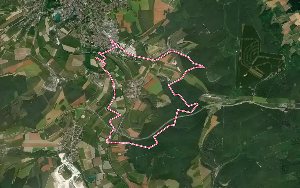 Vue satellite de Haudainville avec ses contours administratifs