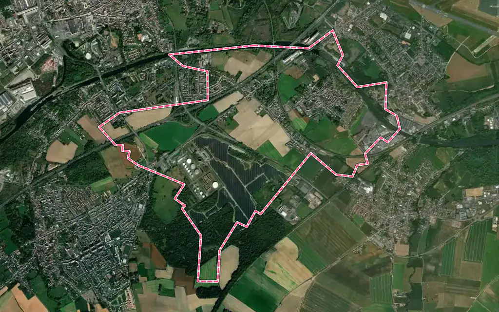 Vue satellite de Haulchin avec ses contours administratifs