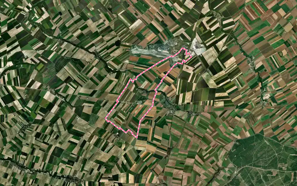 Vue satellite de Haussimont avec ses contours administratifs