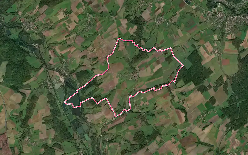 Vue satellite de Haussonville avec ses contours administratifs