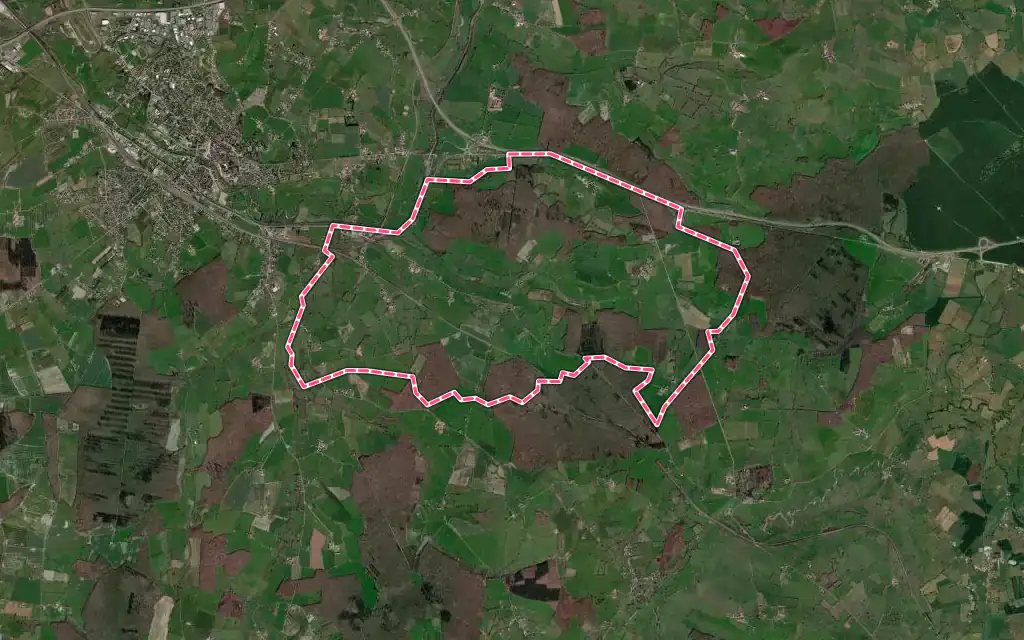 Vue satellite de Hautefond avec ses contours administratifs