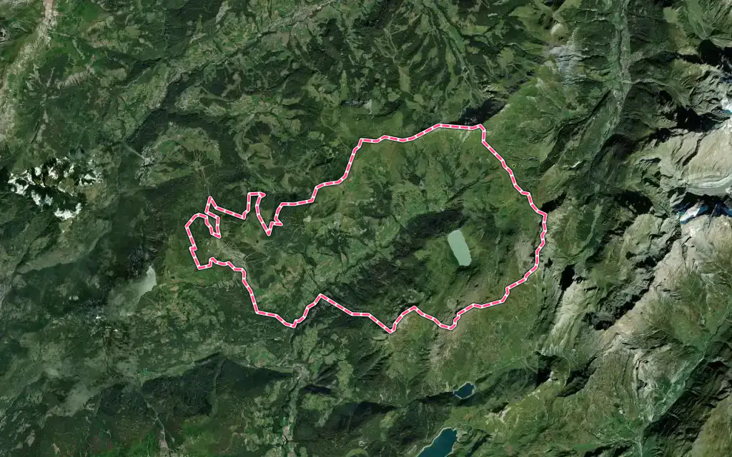 Vue satellite de Hauteluce avec ses contours administratifs