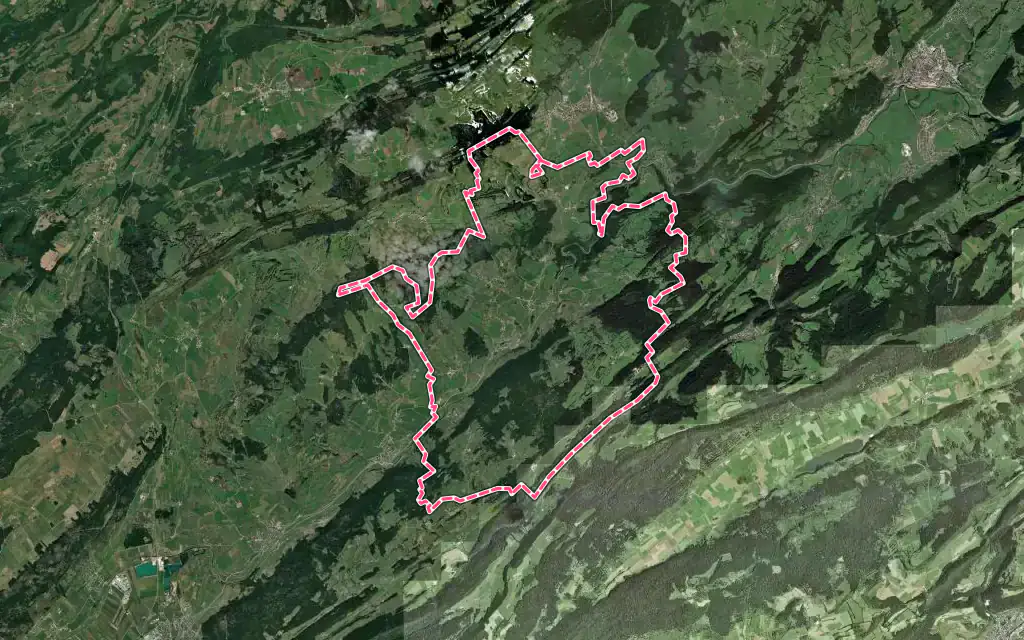 Vue satellite de Hauterive-la-Fresse avec ses contours administratifs