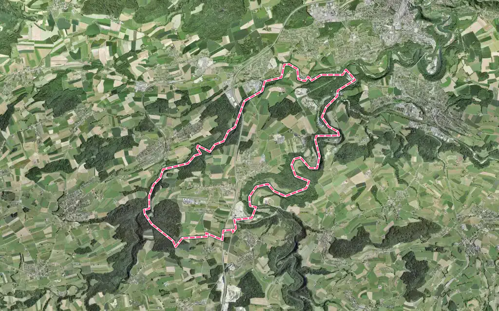 Vue satellite de Hauterive avec ses contours administratifs
