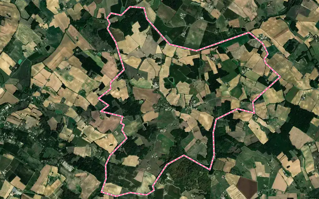 Vue satellite de Hautesvignes avec ses contours administratifs