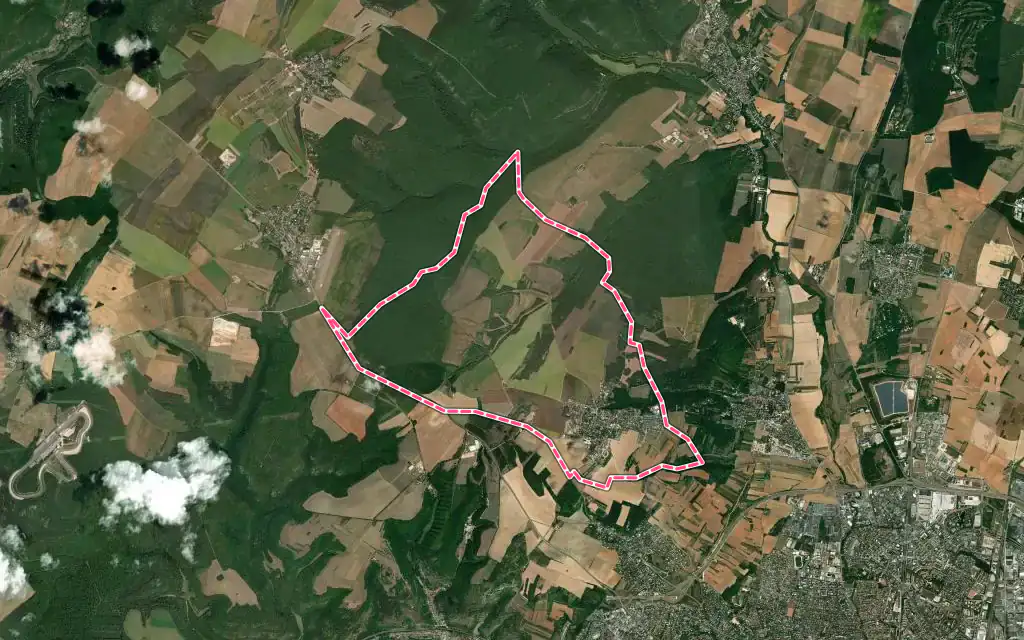 Vue satellite de Hauteville-lès-Dijon avec ses contours administratifs