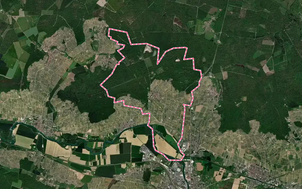 Vue satellite de Hautvillers avec ses contours administratifs