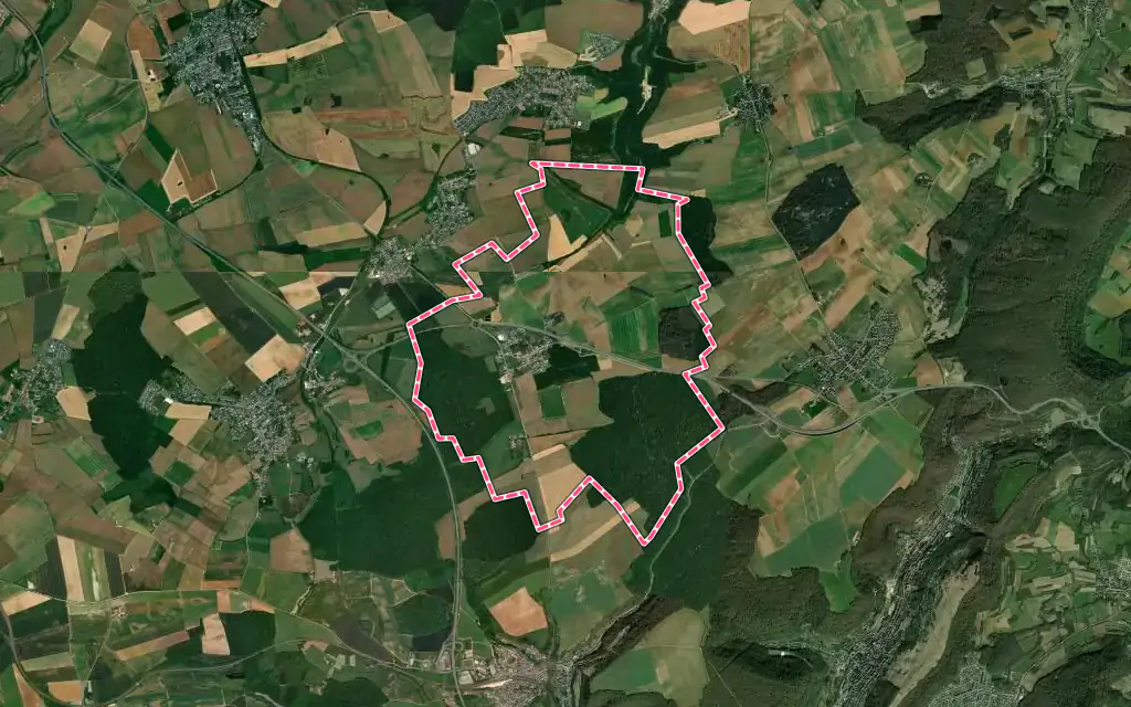 Vue satellite de Havange avec ses contours administratifs