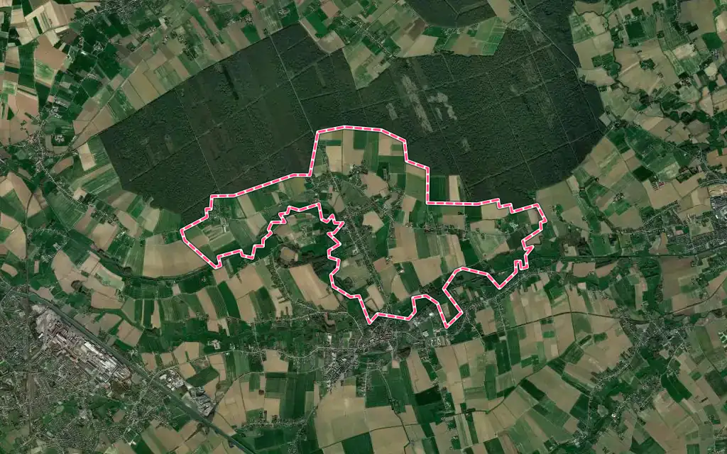 Vue satellite de Haverskerque avec ses contours administratifs