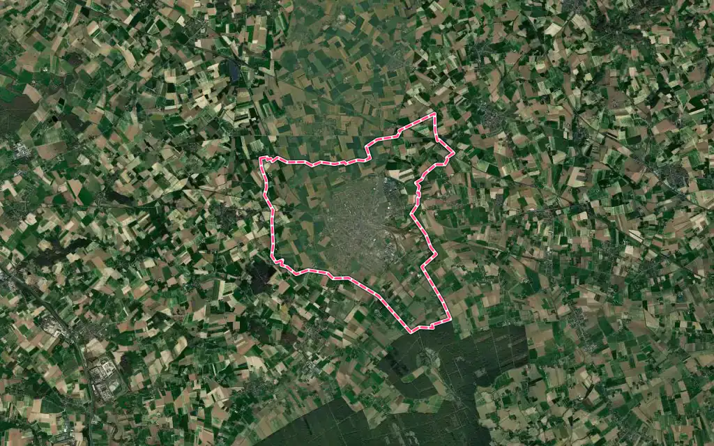 Vue satellite de Hazebrouck avec ses contours administratifs