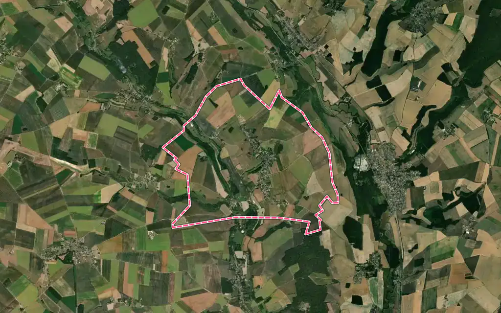 Vue satellite de Hébécourt avec ses contours administratifs