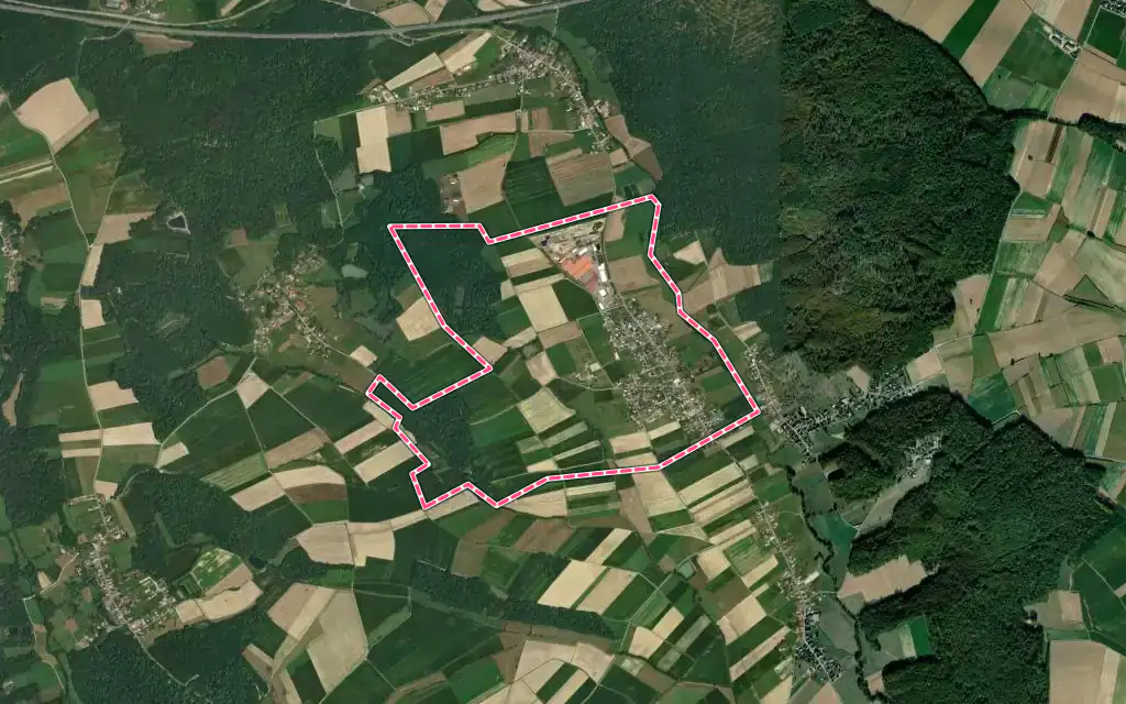 Vue satellite de Hecken avec ses contours administratifs