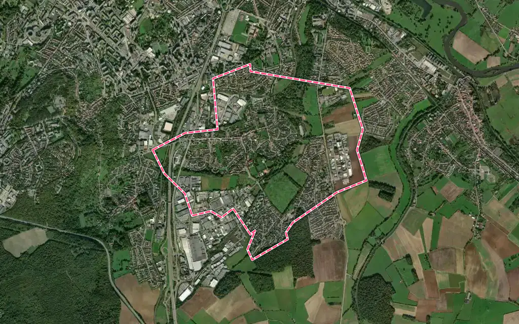 Vue satellite de Heillecourt avec ses contours administratifs
