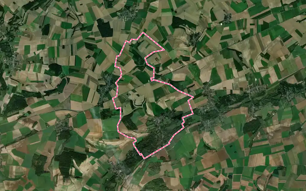 Vue satellite de Heilly avec ses contours administratifs