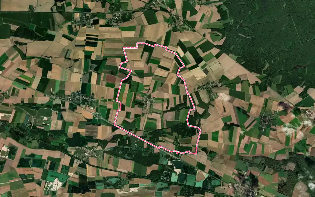 Vue satellite de Heiltz-le-Hutier avec ses contours administratifs