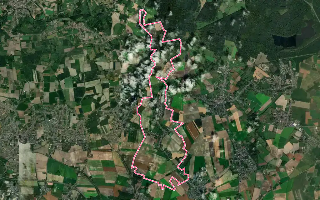 Vue satellite de Hélesmes avec ses contours administratifs