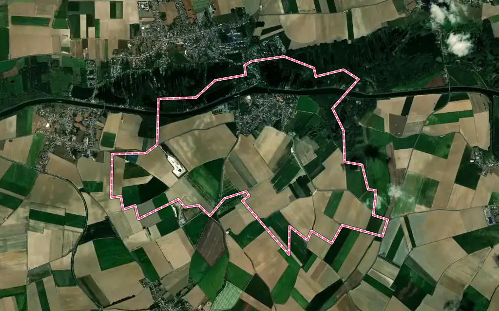 Vue satellite de Hem-Lenglet avec ses contours administratifs