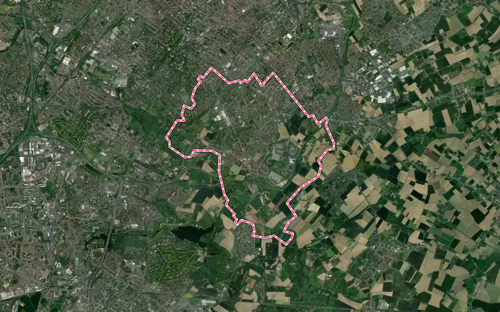 Vue satellite de Hem avec ses contours administratifs