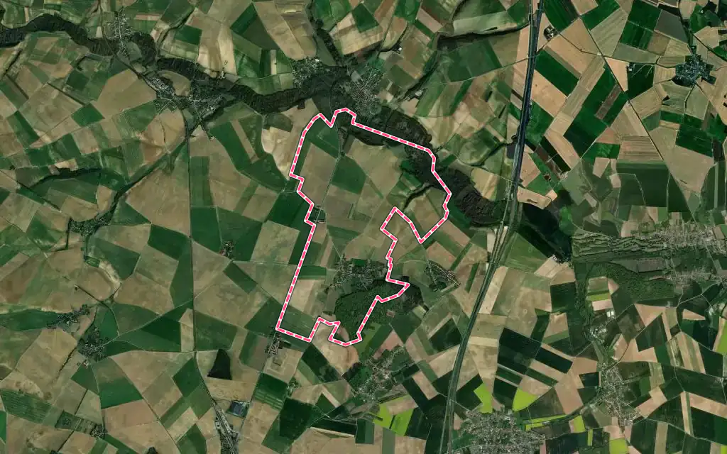 Vue satellite de Hémévillers avec ses contours administratifs