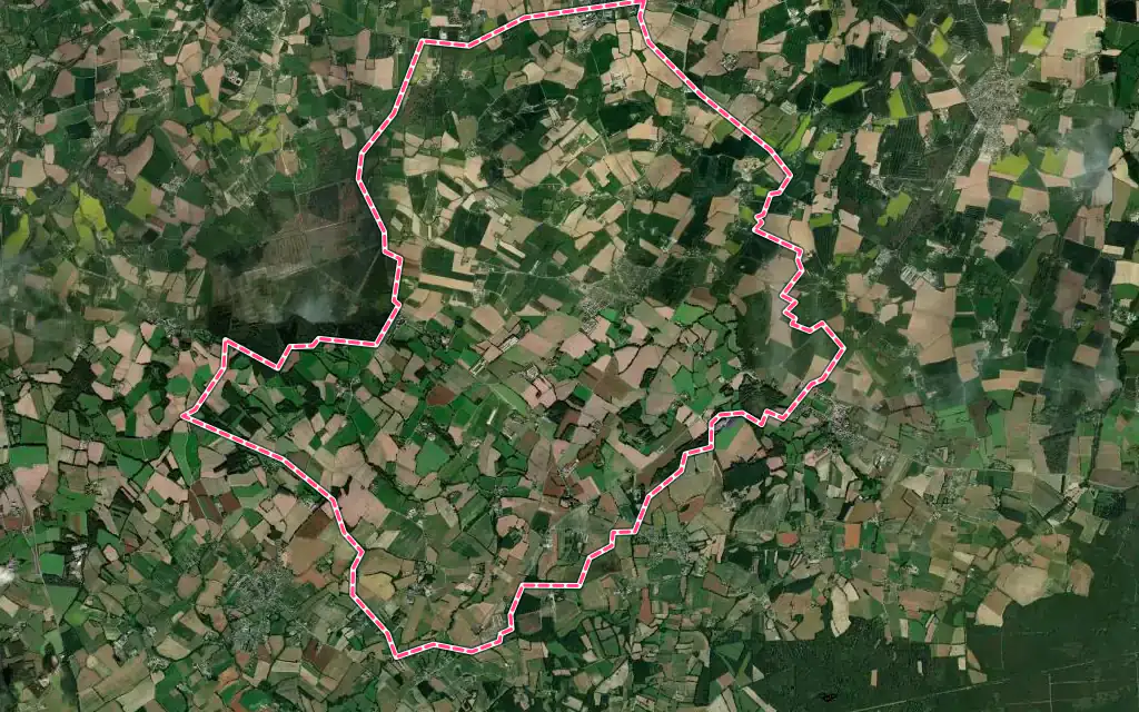 Vue satellite de Hénansal avec ses contours administratifs