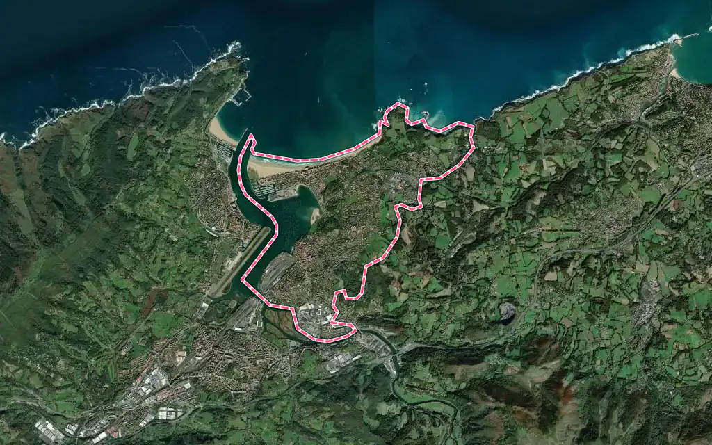 Vue satellite de Hendaye avec ses contours administratifs