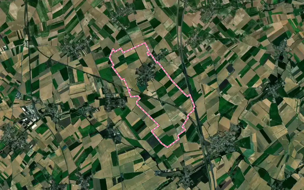 Vue satellite de Hénin-sur-Cojeul avec ses contours administratifs