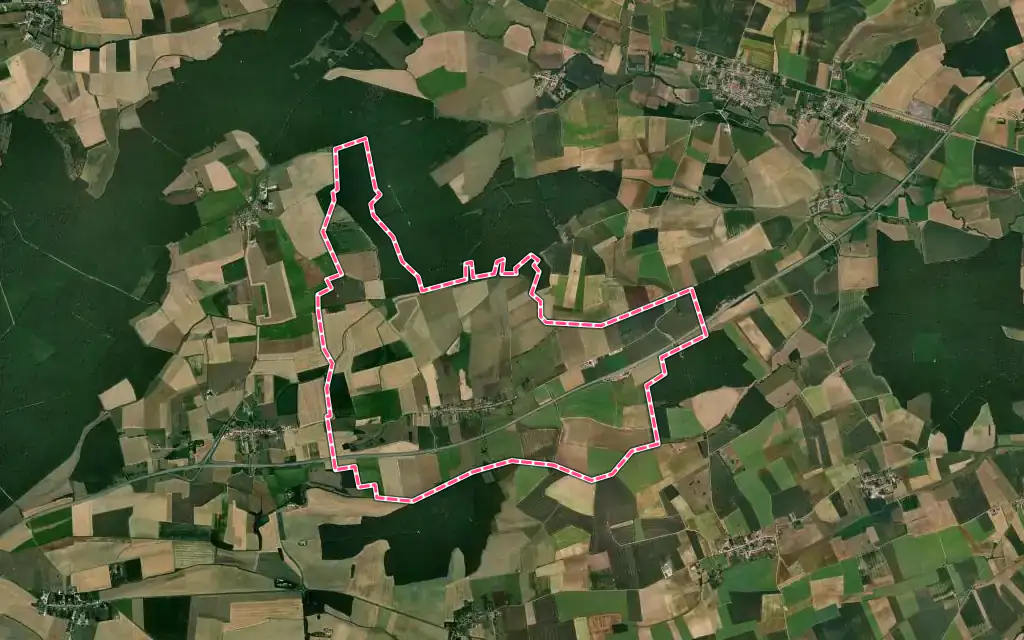 Vue satellite de Hennemont avec ses contours administratifs