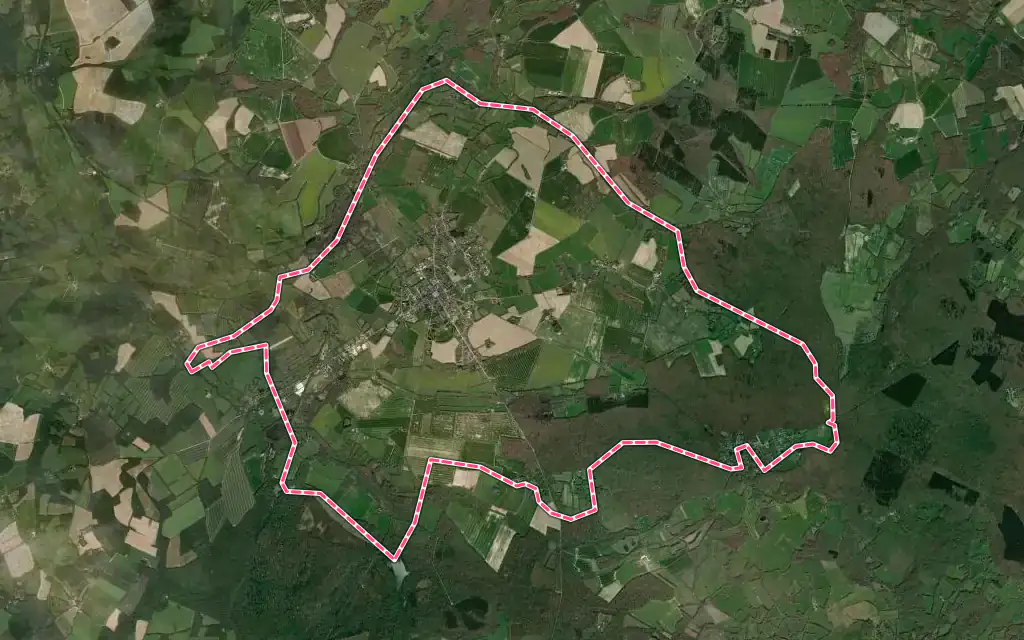 Vue satellite de Henrichemont avec ses contours administratifs