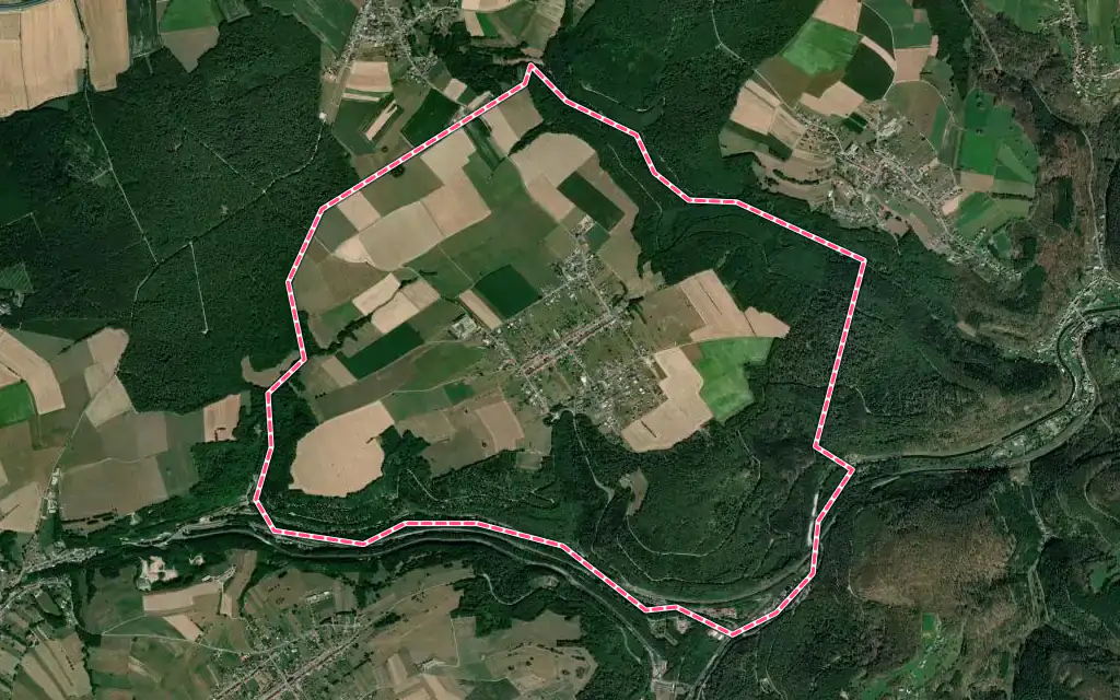 Vue satellite de Henridorff avec ses contours administratifs
