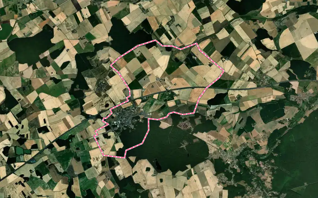 Vue satellite de Herbault avec ses contours administratifs
