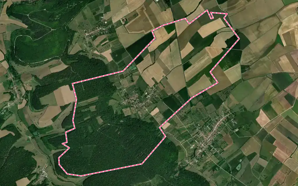 Vue satellite de Herbeuville avec ses contours administratifs