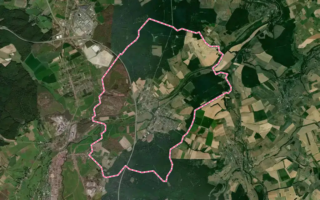 Vue satellite de Herbitzheim avec ses contours administratifs