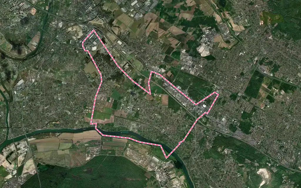 Vue satellite de Herblay-sur-Seine avec ses contours administratifs