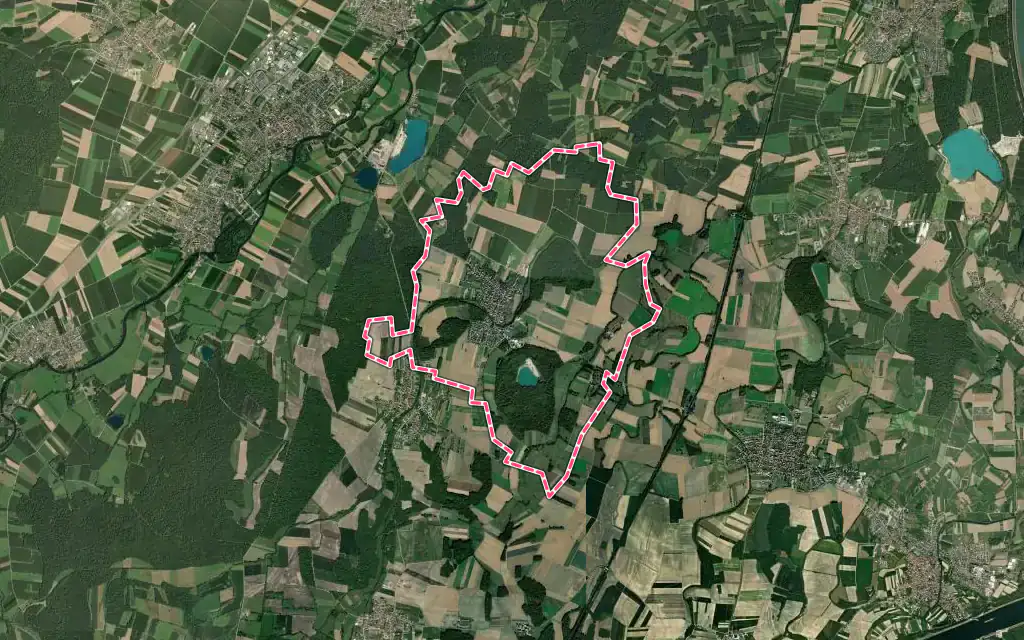 Vue satellite de Herbsheim avec ses contours administratifs