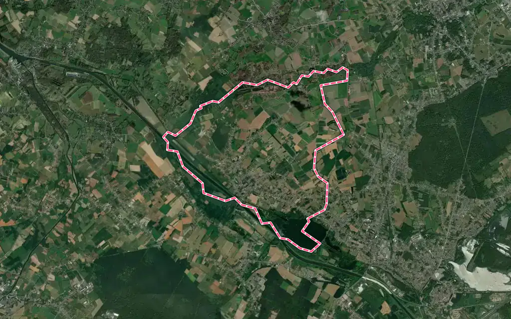 Vue satellite de Hergnies avec ses contours administratifs