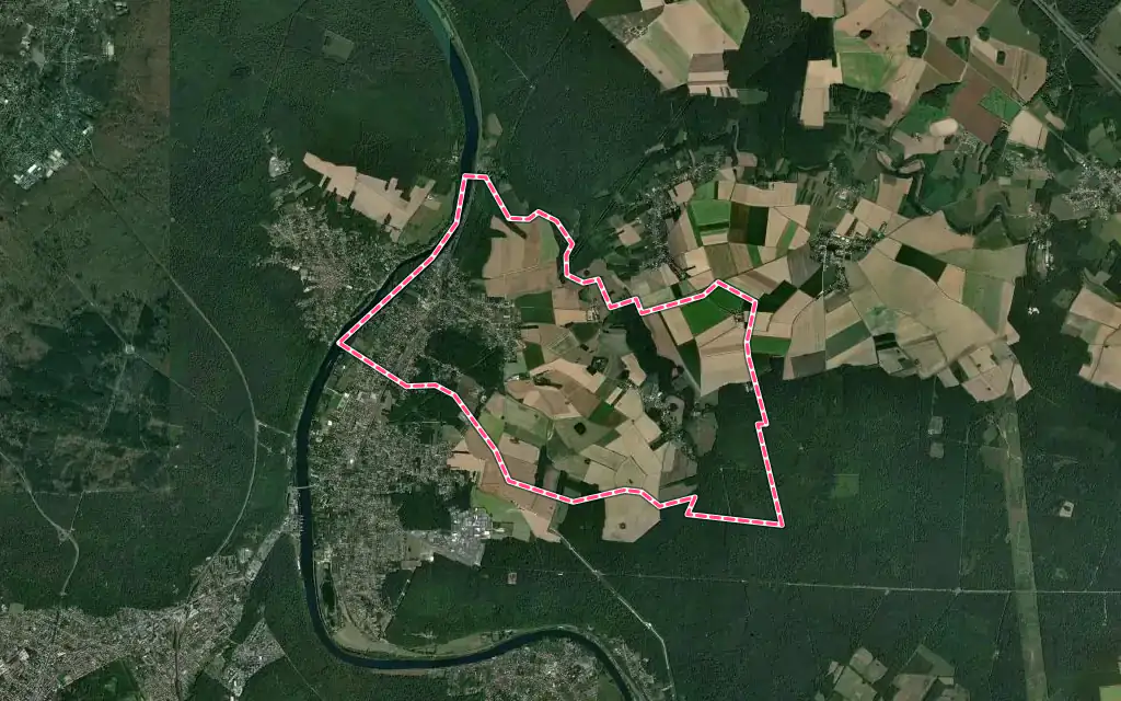 Vue satellite de Héricy avec ses contours administratifs