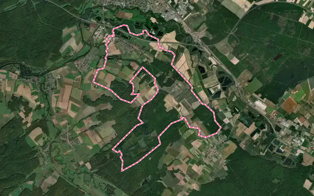 Vue satellite de Hériménil avec ses contours administratifs