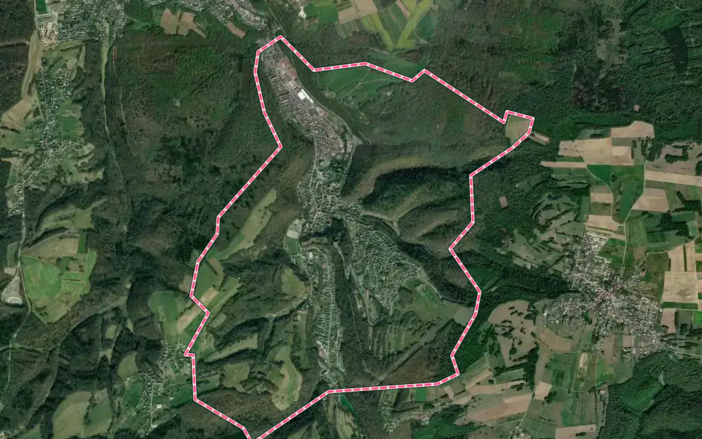 Vue satellite de Hérimoncourt avec ses contours administratifs