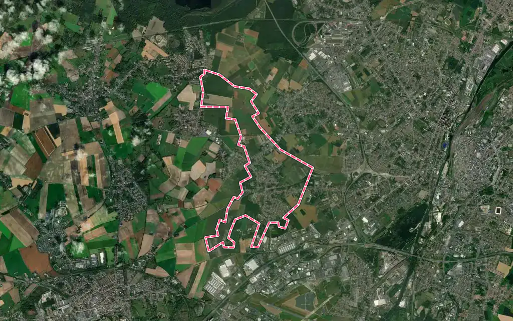 Vue satellite de Hérin avec ses contours administratifs