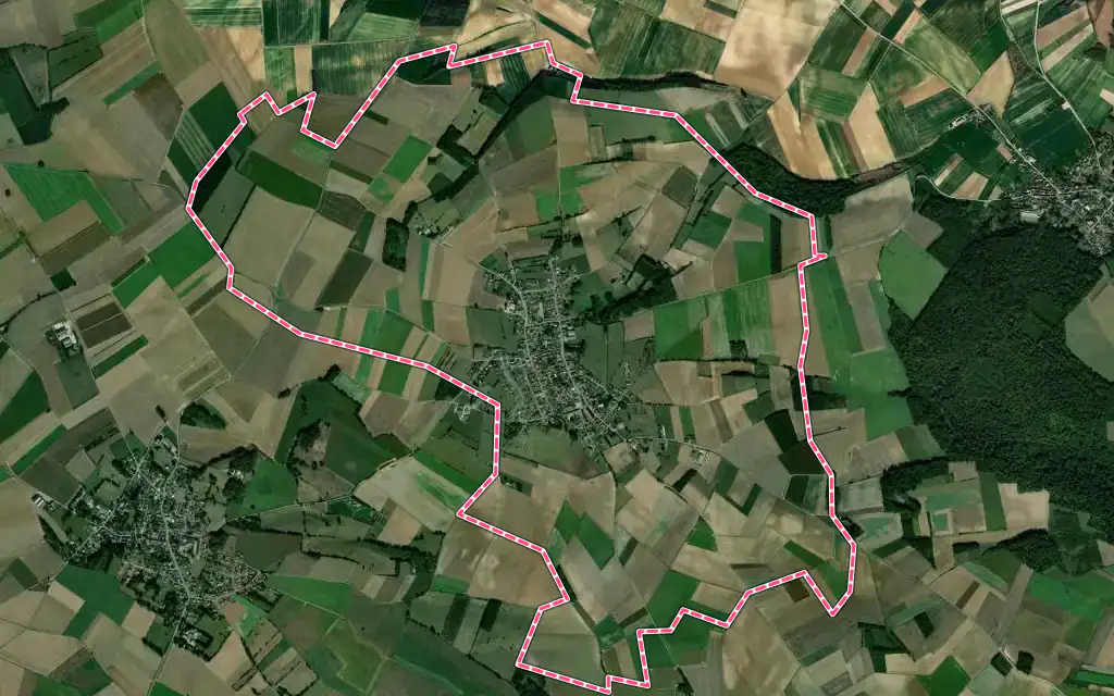 Vue satellite de Hérissart avec ses contours administratifs