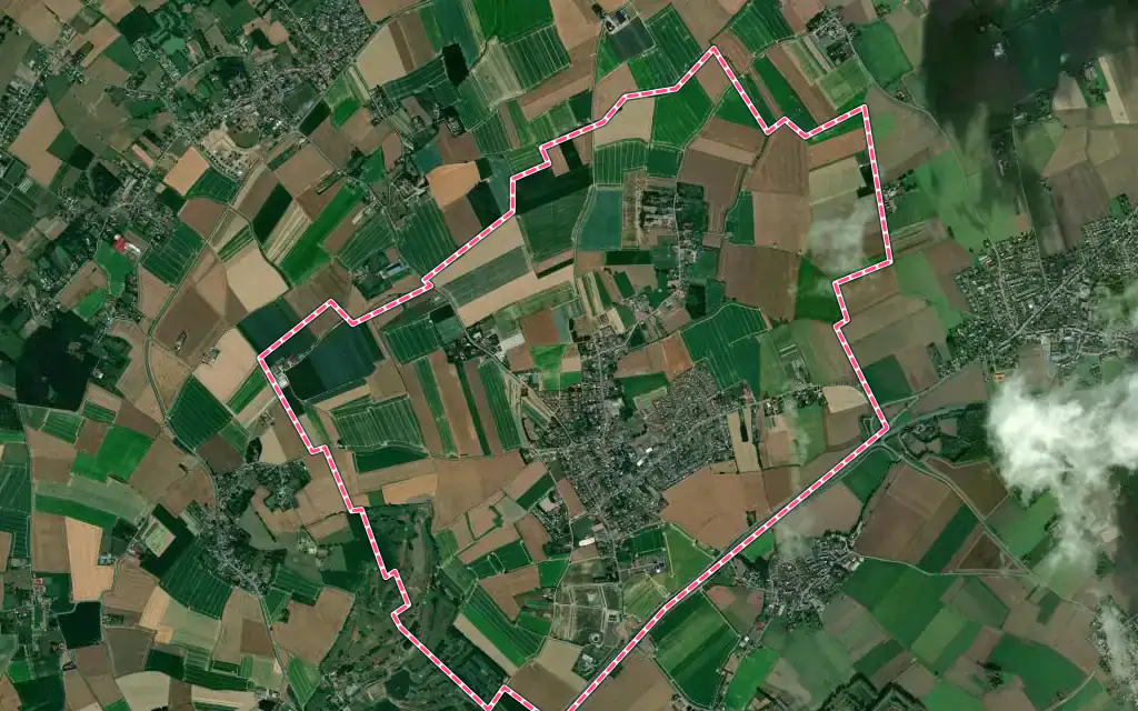 Vue satellite de Herlies avec ses contours administratifs